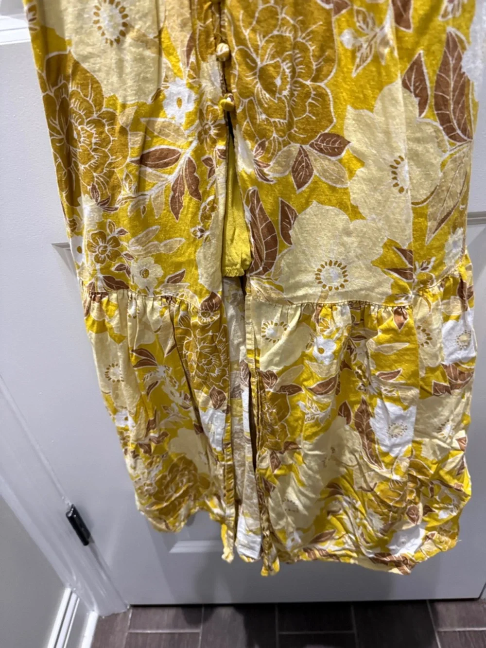 Abercrombie & Fitch Yellow Gold Floral Linen Maxi Dress